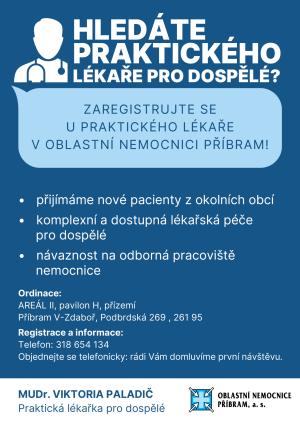 Nabídka praktické lékařky pro dospělé - přijímaní nových pacientů